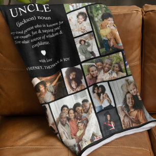Uncle Definition Photo Collage Fleece Blanket