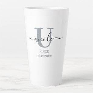 Uncle Elegant Script Letter U Monogram Storm Blue Latte Mug