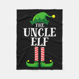 Uncle Elf Matching Family Christmas Party Pajama Fleece Blanket