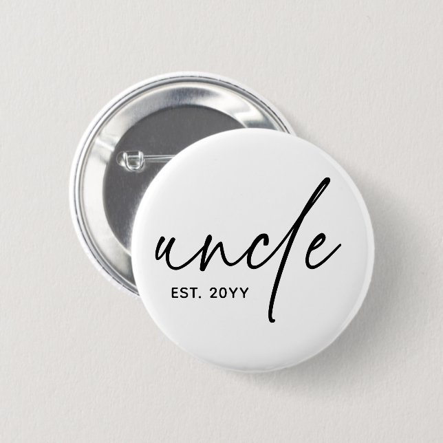 Uncle Established Elegant Typography New Uncle 6 Cm Round Badge (Front & Back)