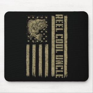 Uncle Fishing, Flag Reel Cool Uncle Fisherman  Mouse Pad
