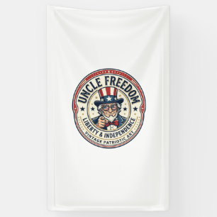 Uncle Freedom Patriotic Uncle Sam Founding Charact Banner