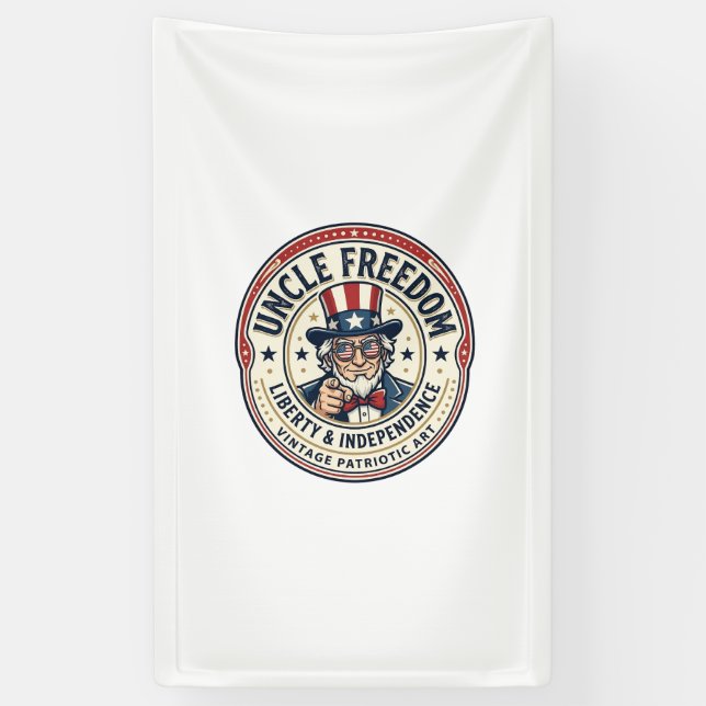 Uncle Freedom Patriotic Uncle Sam Founding Charact Banner (Vertical)