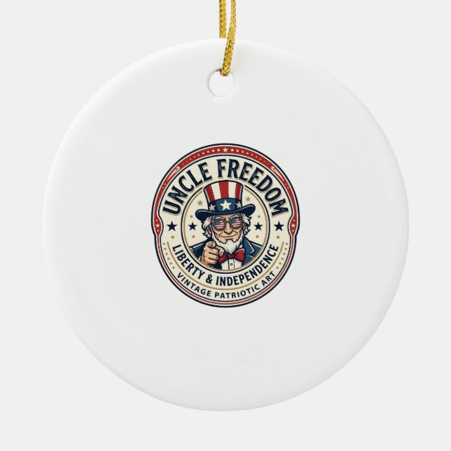 Uncle Freedom Patriotic Uncle Sam Founding Charact Ceramic Ornament (Front)