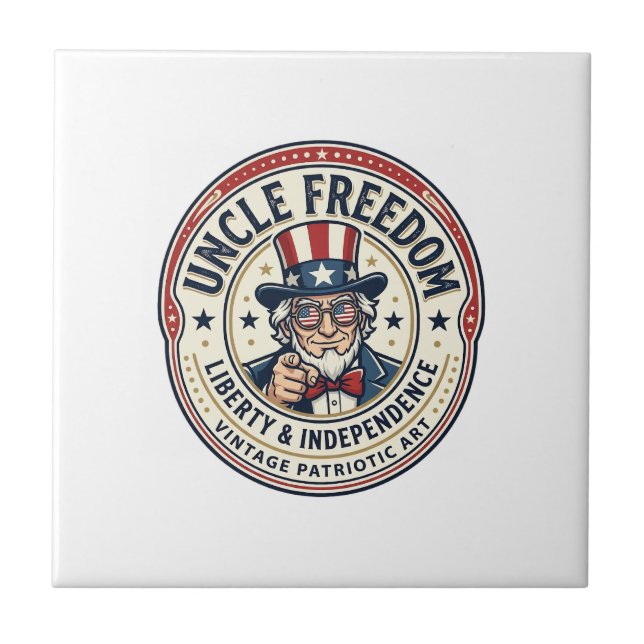 Uncle Freedom Patriotic Uncle Sam Founding Charact Ceramic Tile (Front)