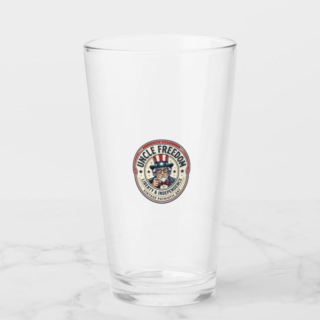 Uncle Freedom Patriotic Uncle Sam Founding Charact Glass (Front)