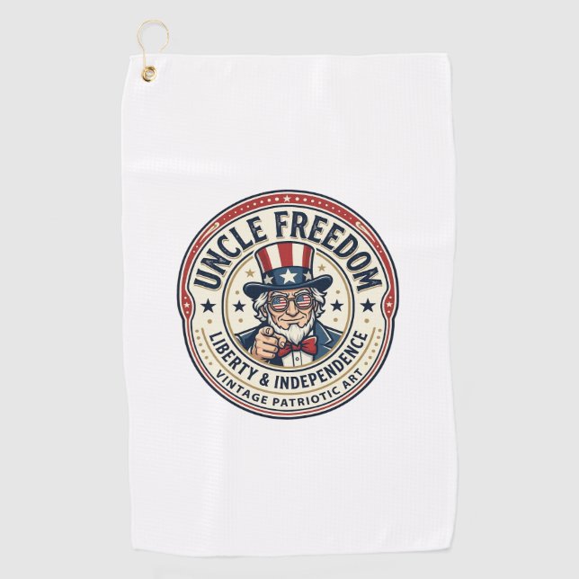 Uncle Freedom Patriotic Uncle Sam Founding Charact Golf Towel (Front)