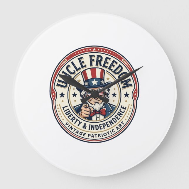 Uncle Freedom Patriotic Uncle Sam Founding Charact Large Clock (Front)