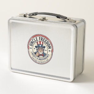 Uncle Freedom Patriotic Uncle Sam Founding Charact Metal Lunch Box