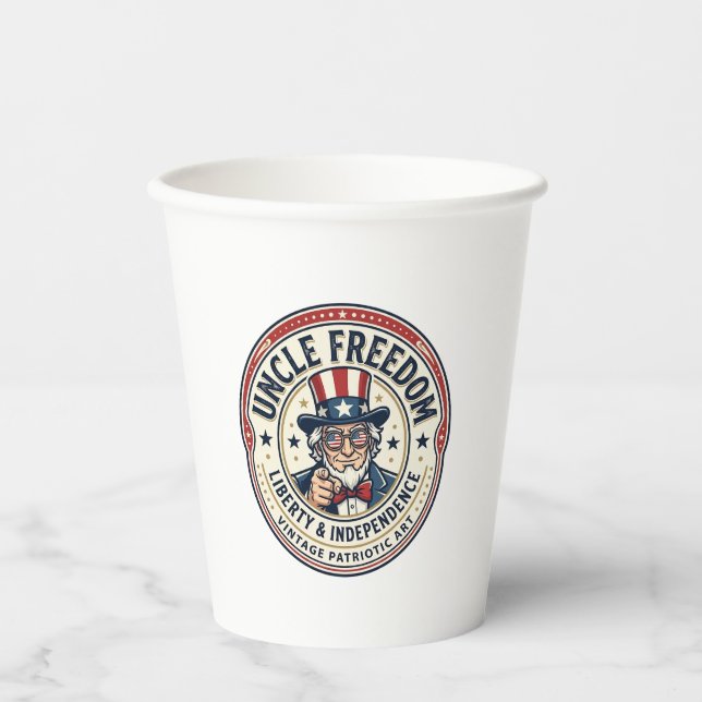 Uncle Freedom Patriotic Uncle Sam Founding Charact Paper Cups (Front)
