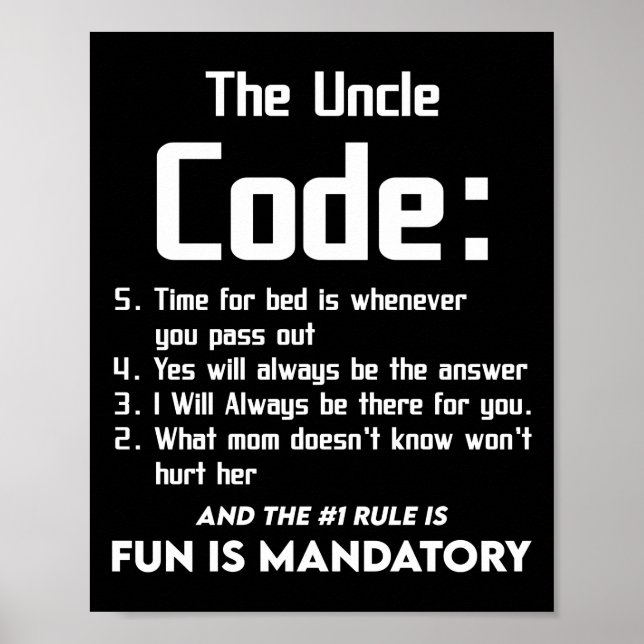 Uncle From Niece Nephew The Uncle Cool 5 Things Poster (Front)