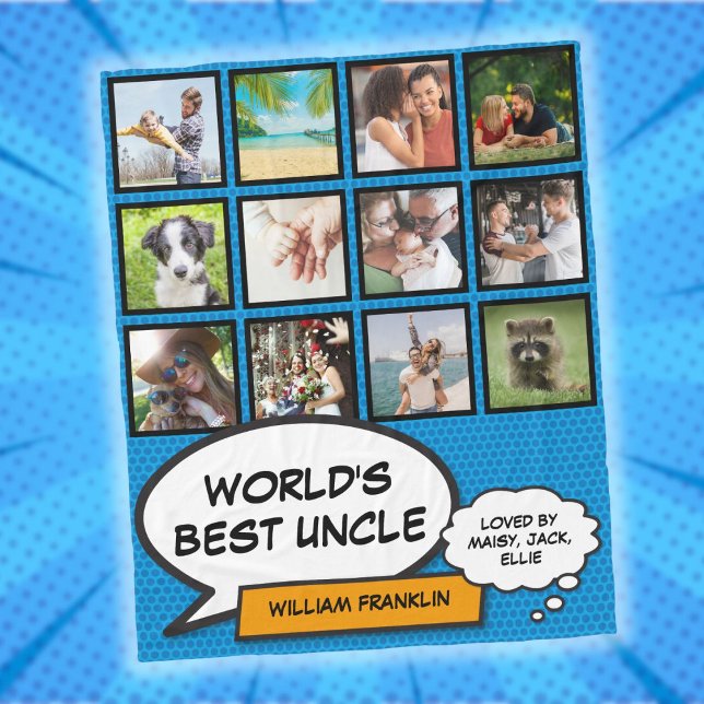 Uncle Fun Cool Modern Comic Photo Collage Fleece Blanket (Uncle Fun Cool Modern Comic Photo Collage Fleece Blanket)