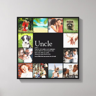 Uncle Funcle Definition 12 Photo Collage Black Canvas Print