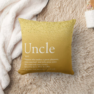 Uncle, Funcle Definition Gold Glitter Glitzy Fun Cushion