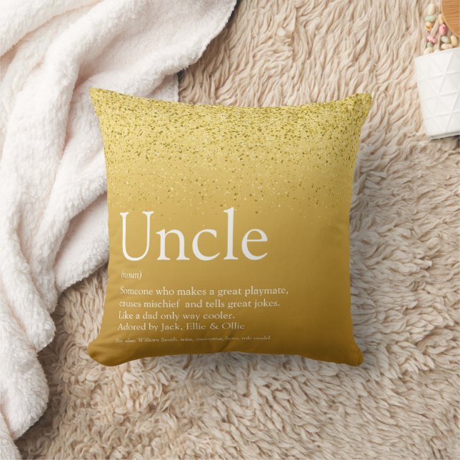 Uncle, Funcle Definition Gold Glitter Glitzy Fun Cushion (Blanket)