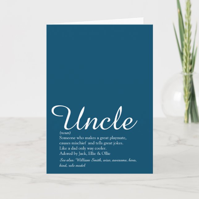 Uncle, Funcle Definition Script Blue Fun Card (Front)