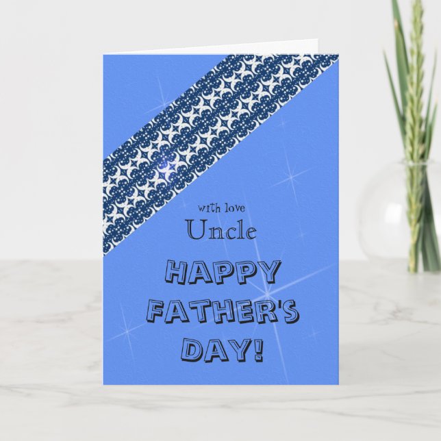 Uncle - Happy Father's Day - Blue/Stars/Pattern Card (Front)