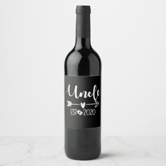 Uncle Heart Love Est Gift | Uncle Family Gifts Wine Label