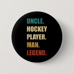 Uncle Hockey Player Man Legend Field Hockey Player 6 Cm Round Badge