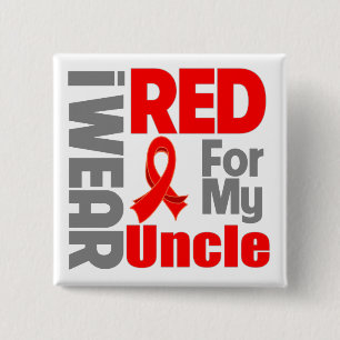 Uncle - I Wear Red Ribbon 15 Cm Square Badge