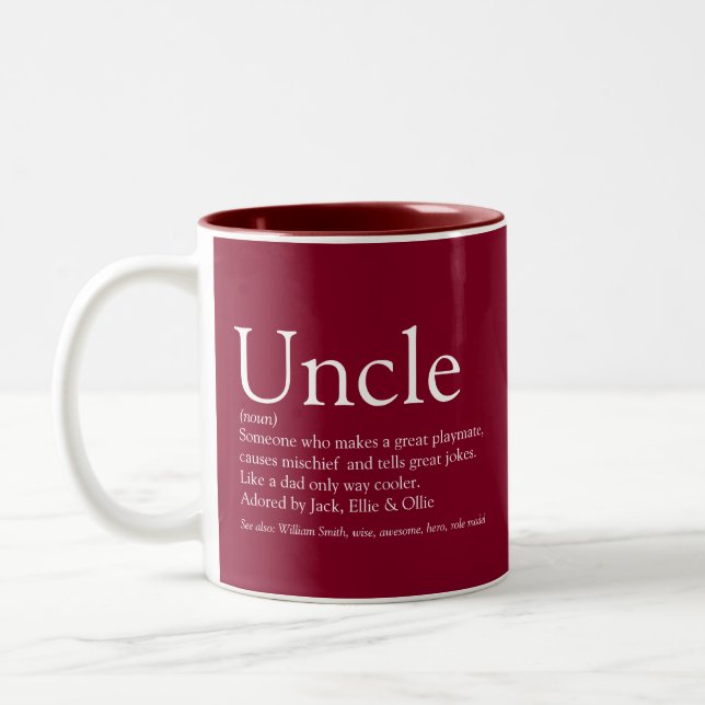 Uncle Modern Fun Typographic Quote Two-Tone Coffee Mug (Left)