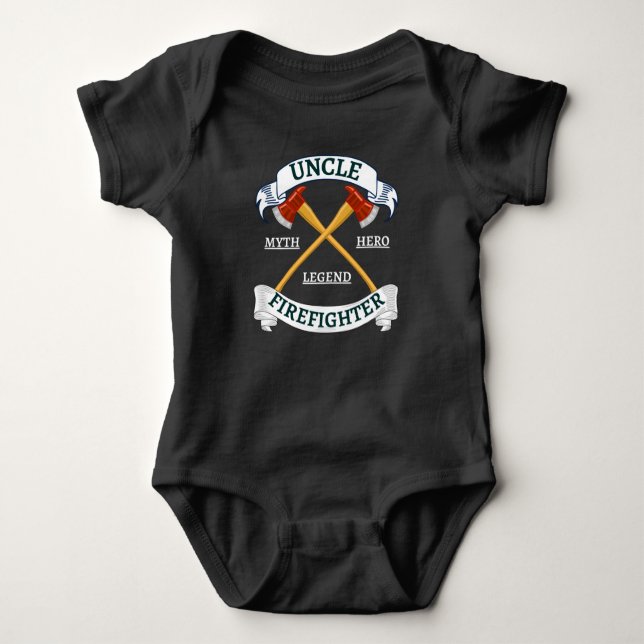 Uncle Myth Legend Hero Firefighter Baby Bodysuit (Front)