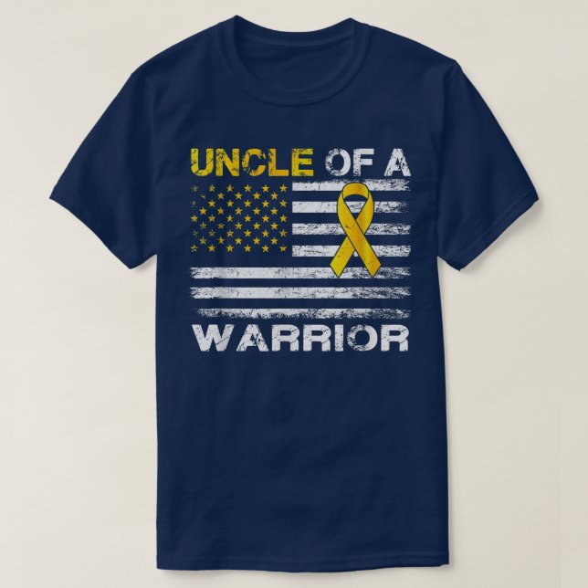 Uncle Of A Warrior Childhood Cancer Awareness  T-Shirt (Design Front)