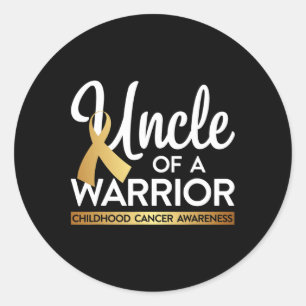 Uncle Of A Warrior Childhood Cancer Gold Ribbon Classic Round Sticker