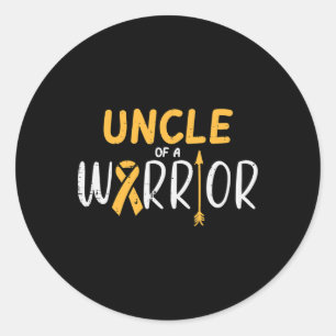 Uncle Of A Warrior Childhood Cancer Ribbon Awarene Classic Round Sticker