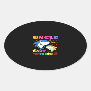 Uncle Of Baby Shark Birthday Uncle Shark Oval Sticker