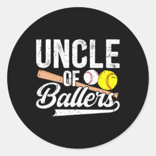 Uncle Of Ballers Baseball Softball Uncle  Classic Round Sticker