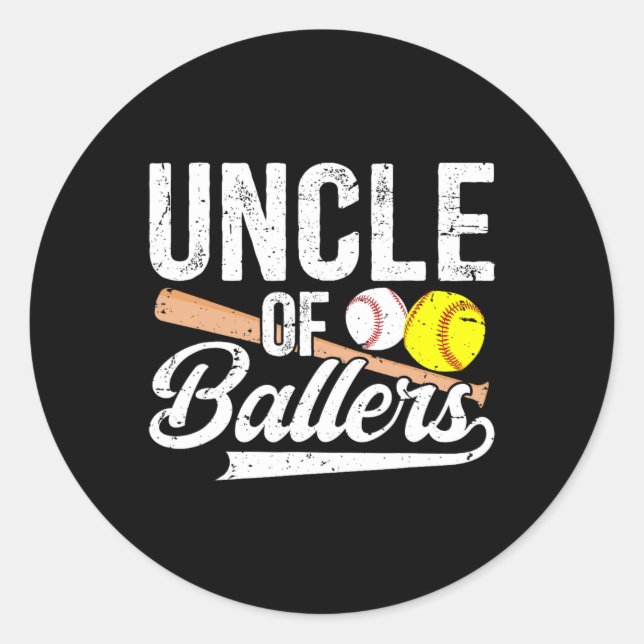 Uncle Of Ballers Baseball Softball Uncle  Classic Round Sticker (Front)