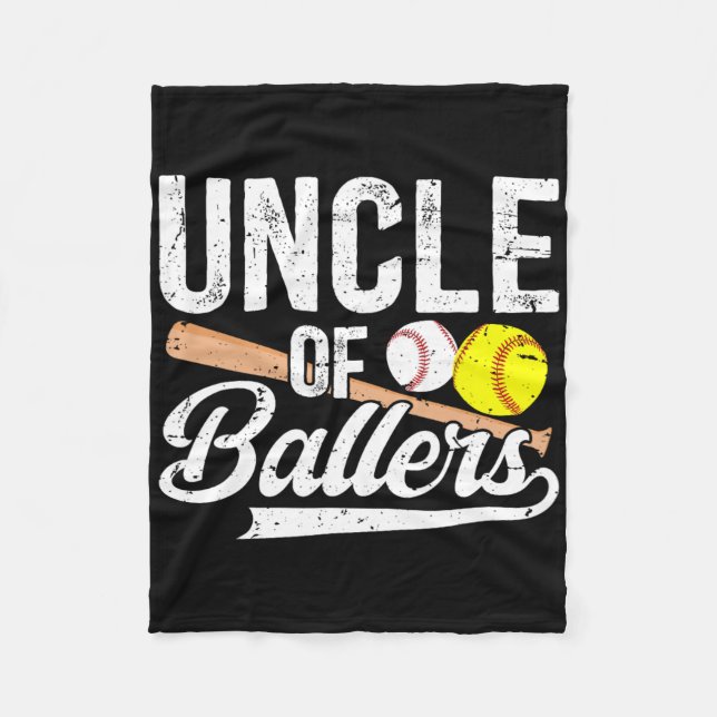 Uncle Of Ballers Baseball Softball Uncle  Fleece Blanket (Front)