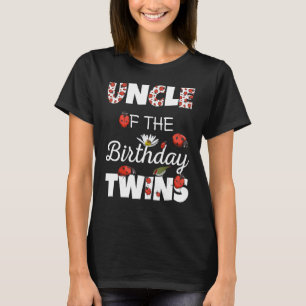 Uncle Of Birthday Twins Floral Family Ladybug Birt T-Shirt
