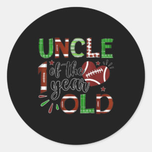Uncle Of The 1 Year Old Football 1st Birthday Boy Classic Round Sticker