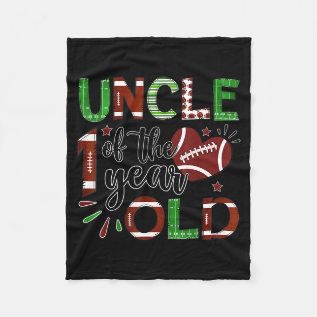 Uncle Of The 1 Year Old Football 1st Birthday Boy  Fleece Blanket (Front)