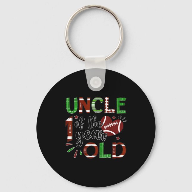 Uncle Of The 1 Year Old Football 1st Birthday Boy  Key Ring (Front)