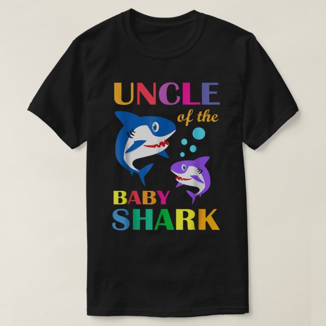 Uncle Of The Baby Birthday Shark Uncle Shark Chris T-Shirt (Design Front)