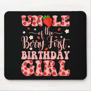 Uncle of the berry first birthday girl strawberry mouse pad