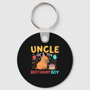 Uncle Of The Birthday Boy Cute Capybara Kids Bday Key Ring