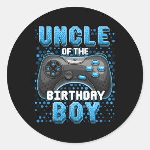 Uncle Of The Birthday Boy Matching Video Game Birt Classic Round Sticker