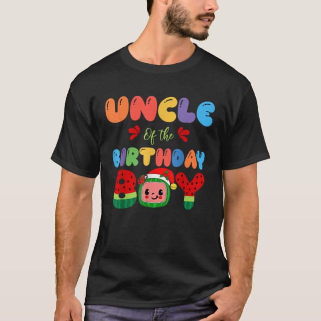 Uncle of The Birthday Boy Melon Family Matching Fu T-Shirt (Front)
