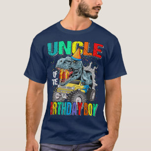 Uncle Of The Birthday Boy Monster Truck Dinosaur T-Shirt