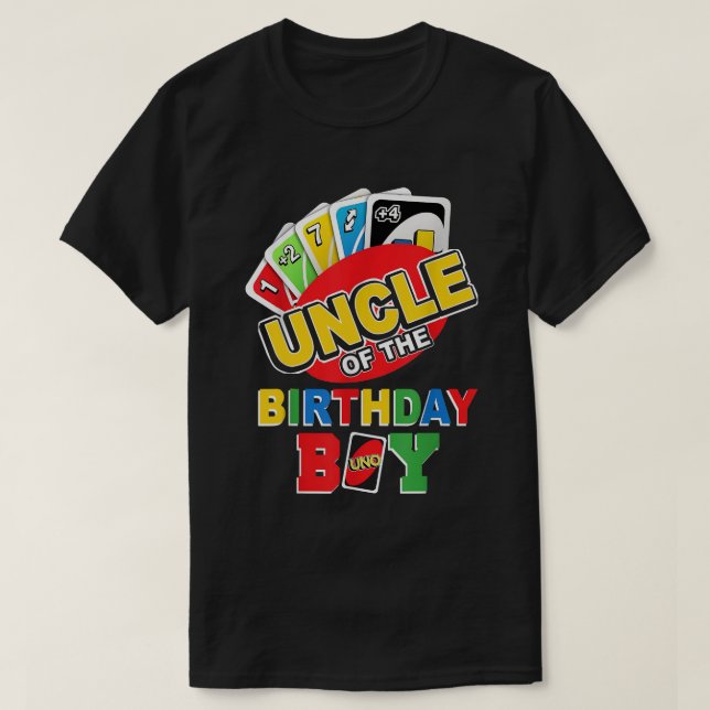 Uncle of the Birthday Boy Shirt Uno Dad Papa Fathe (Design Front)