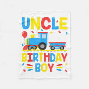 Uncle of The Birthday Boy Train Family Group Fleece Blanket