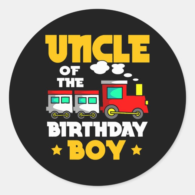 Uncle Of The Birthday Boy Train Railway Bday Celeb Classic Round Sticker (Front)