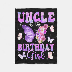 Uncle of the birthday girl butterfly family fleece blanket