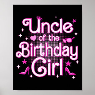 Uncle of the birthday girl cute family party doll poster
