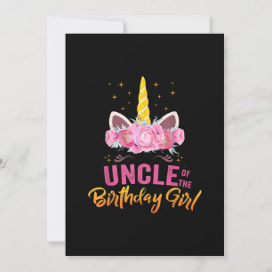 Uncle of the Birthday Girl Gift Dabbing Unicorn Invitation