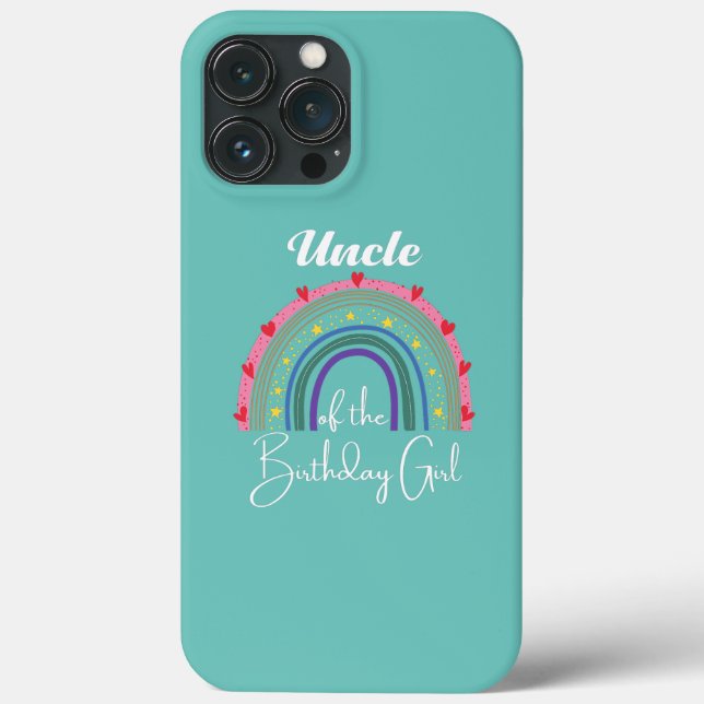 Uncle of The Birthday Girl Rainbow Boho Birthday Case-Mate iPhone Case (Back)